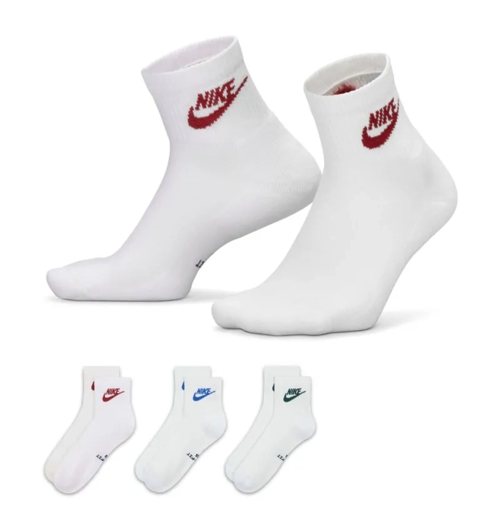 Теннисные носки Nike Everyday Elevated Ankle 3P - white/multicolor