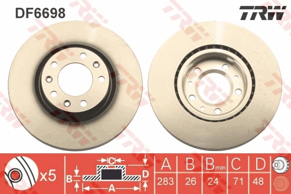 TRW - DF6698-TRW - Brake Disc