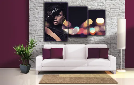 Модульная картина "Девушка в шляпе"