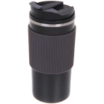 Термокружка 450мл «Стиль» с силиконовой вставкой, цвет черный