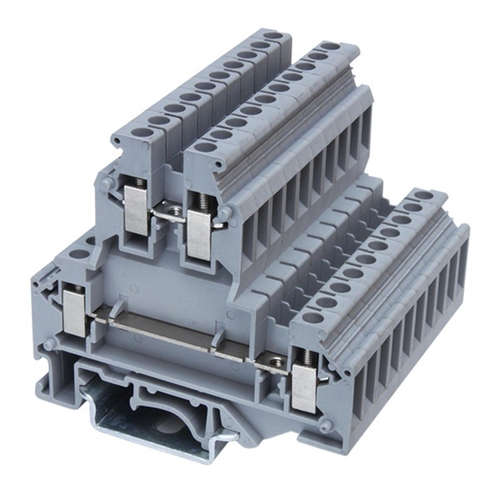 Клемма двухуровневая 2.5 кв.мм винтовой зажим 4 точки подключения серая DKC KRUKB-3
