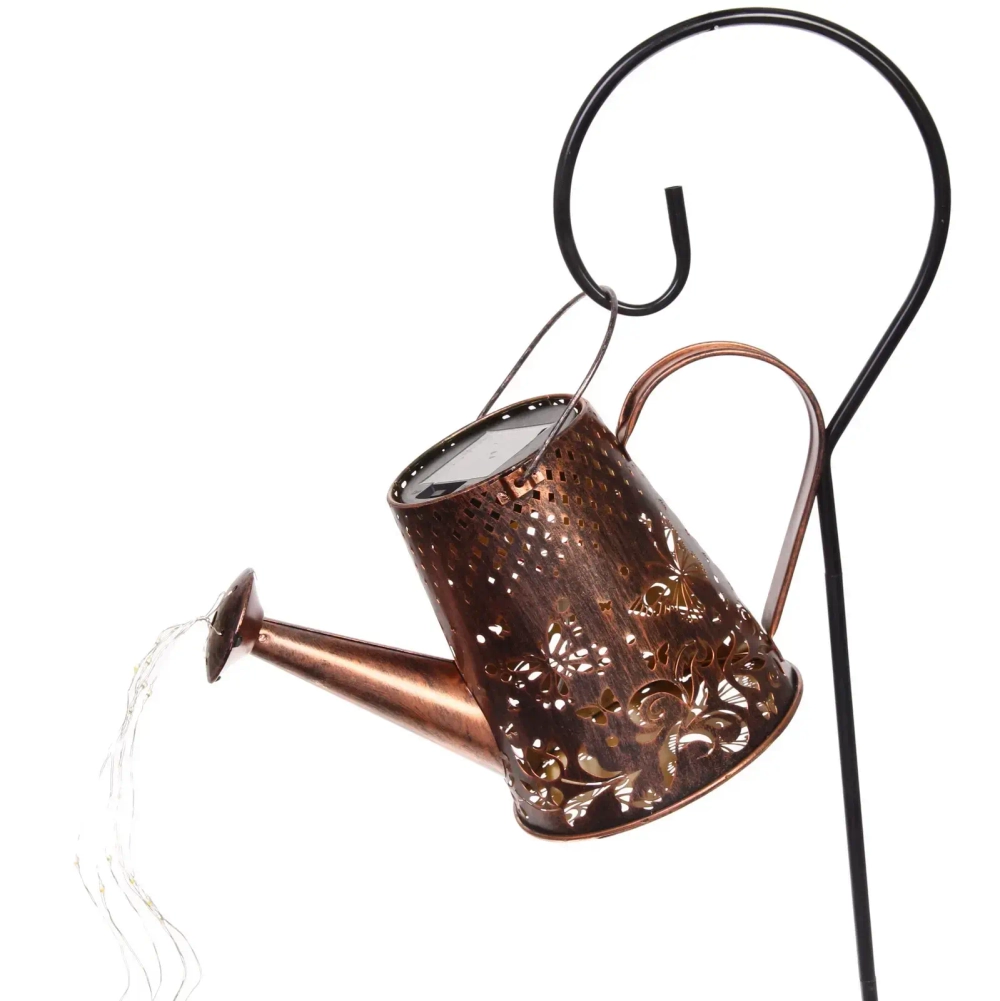 Светильник дачный на солнечной батарее «Чайник Бабочки» 30*14,5*15 см, 36 ламп LED (6 нитей, длина 60 см, подставка 80 см)