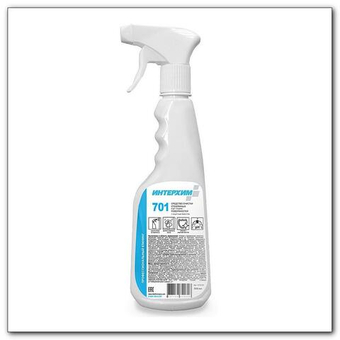 Средство для очистки стеклянных и других гладких поверхностей №701 Эко 0.5л.+спрей. Интерхим