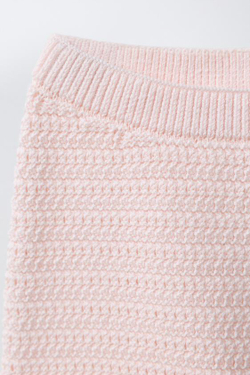 ZARA ТРИКОТАЖНЫЕ БРЮКИ С ВЫШИТЫМ ЦВЕТКОМ, СВЕТЛО-РОЗОВЫЙ