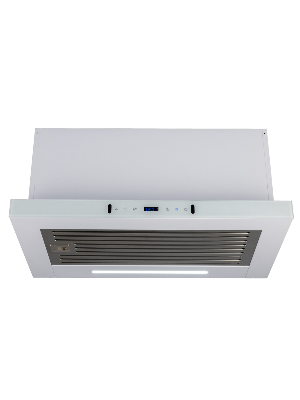 Вытяжка кухонная MACBI Perfa-60G-baf (WHITE) белый, D150мм, 1200м3/ч, полновстраиваемая, мотор 230Ватт, стекло 60см, сенсорное управление + управление жестами