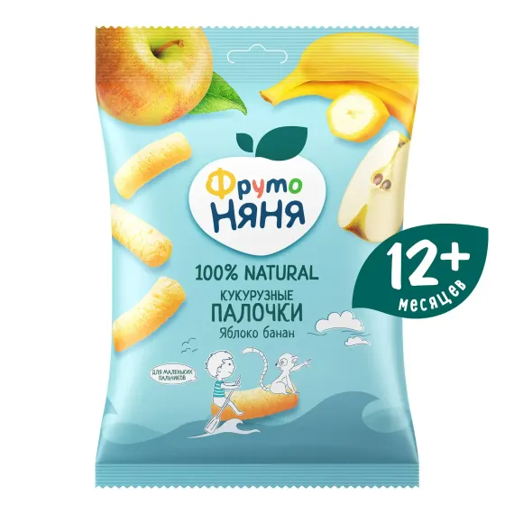 Палочки ФрутоНяня кукурузные яблоко-банан 20г с 1года