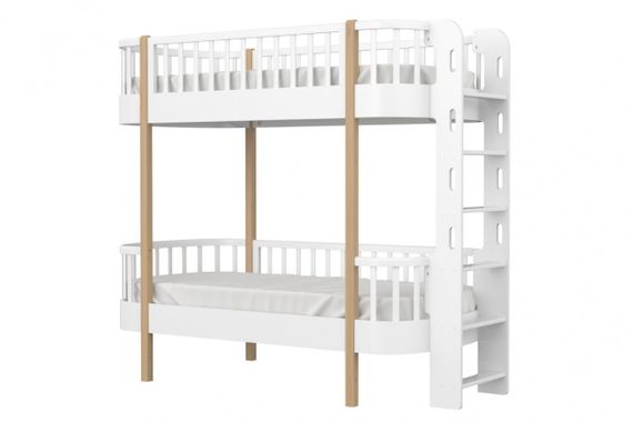 Кровать двухъярусная Ellipse Classic торцевая лестница Белая