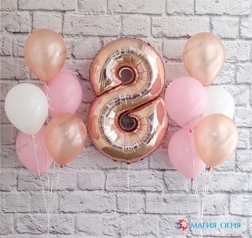 Сет из шаров "девочка" (цифра на выбор)