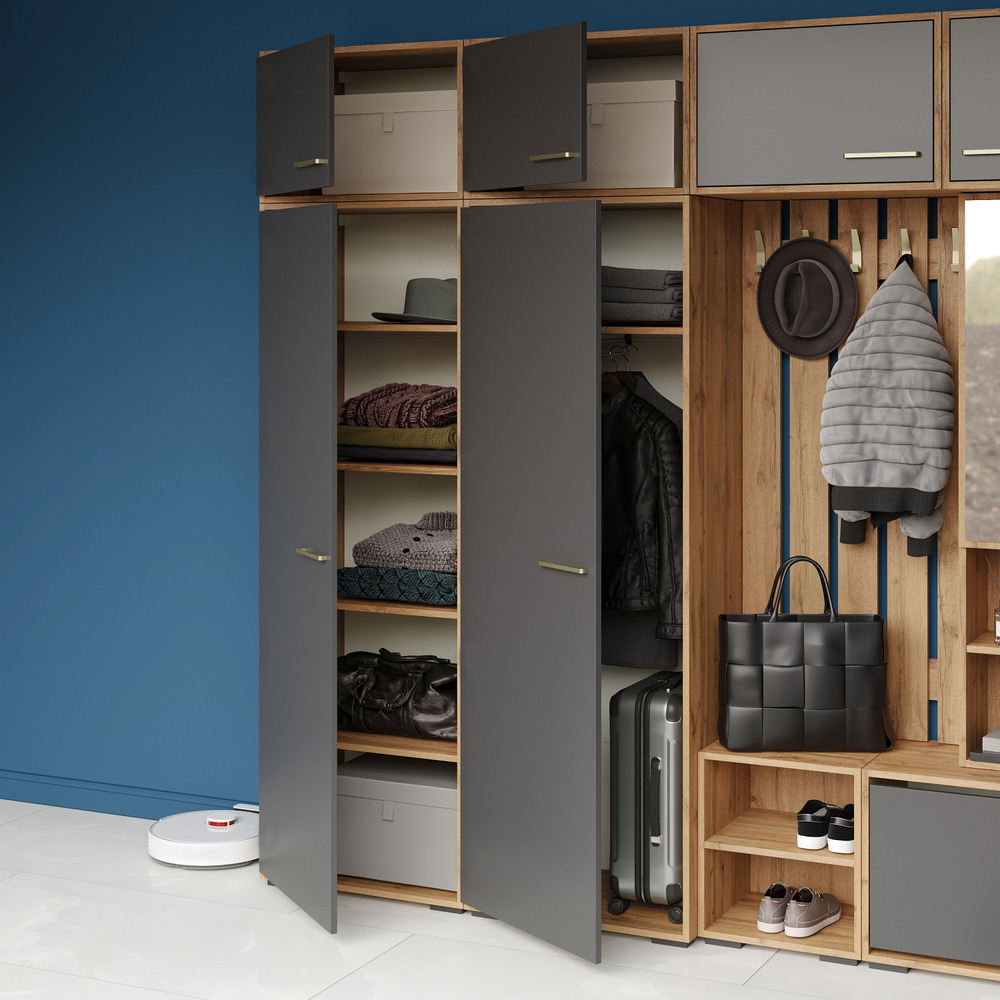 Шкаф-антресоль DIWO Кострома навесной 60x40х42 см, дуб вотан, антрацит, ручка золото