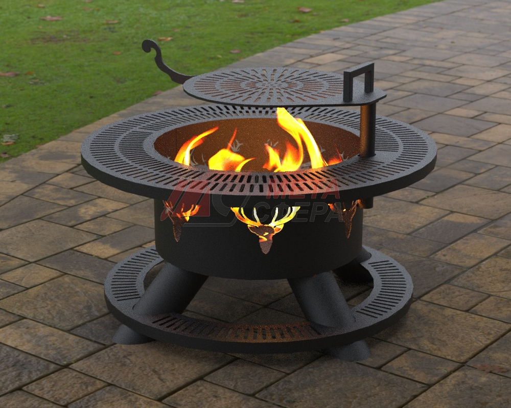 Костровая чаша с барбекю Раунд