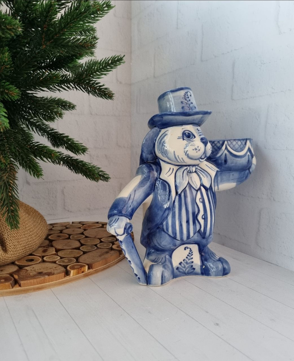 Кролик из Алисы фигурка гжель