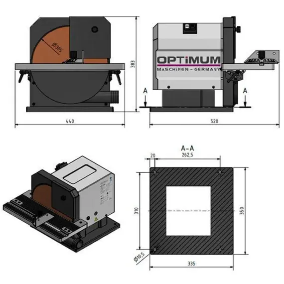 Шлифовальный дисковый станок Optimum OPTIgrind GB 305D