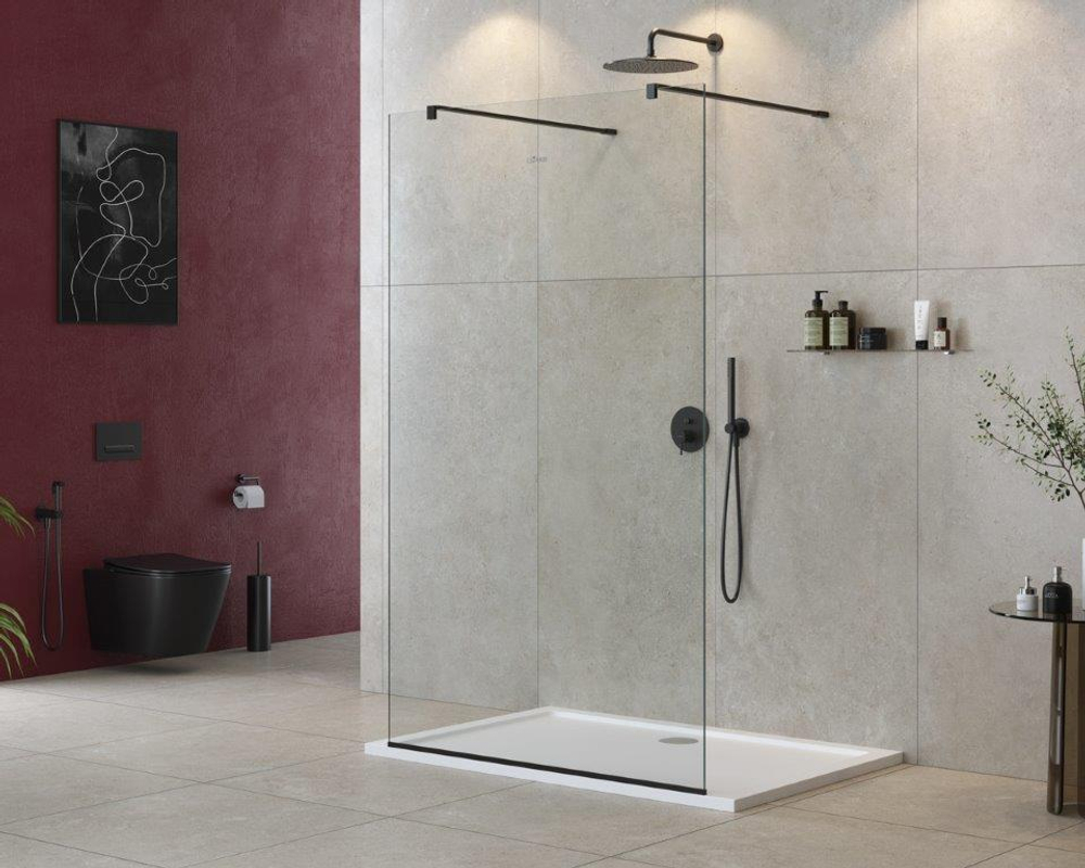 Душевая перегородка Cezares LIBERTA-L-2-130-120-C-NERO чёрный профиль, стекло прозрачное