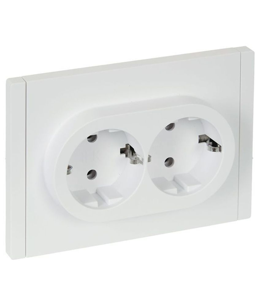 Розетка 2-м СП FORTE&amp;PIANO FP224 16А с заземл. без защ. шторок безвинт. крепл. бел. IEK FP-R21-16-1-K01