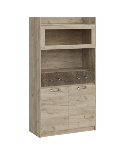 Шкаф витрина Дакота серый крафт/тиз серый ЛДСП