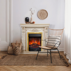 Электрокамин RealFlame Patricia WT белый дуб с золотой патиной с очагом Majestic Lux Brass