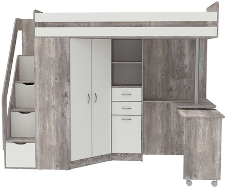 Кровать-чердак КарИВи Мийа Бетон Белый