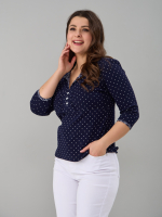 Блузка БЛ-015/синийгорошек-веточки