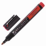 Маркер перманентный (нестираемый) BRAUBERG "Energy", КРАСНЫЙ, круглый наконечник, 3 мм, с клипом, 150477