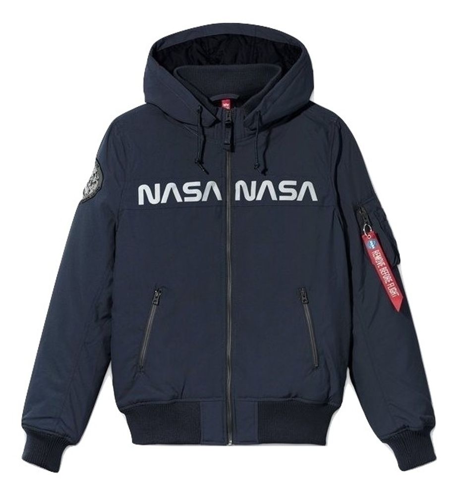 Куртка Alpha Industries MA-1 Hooded NASA II Blue (Синяя)