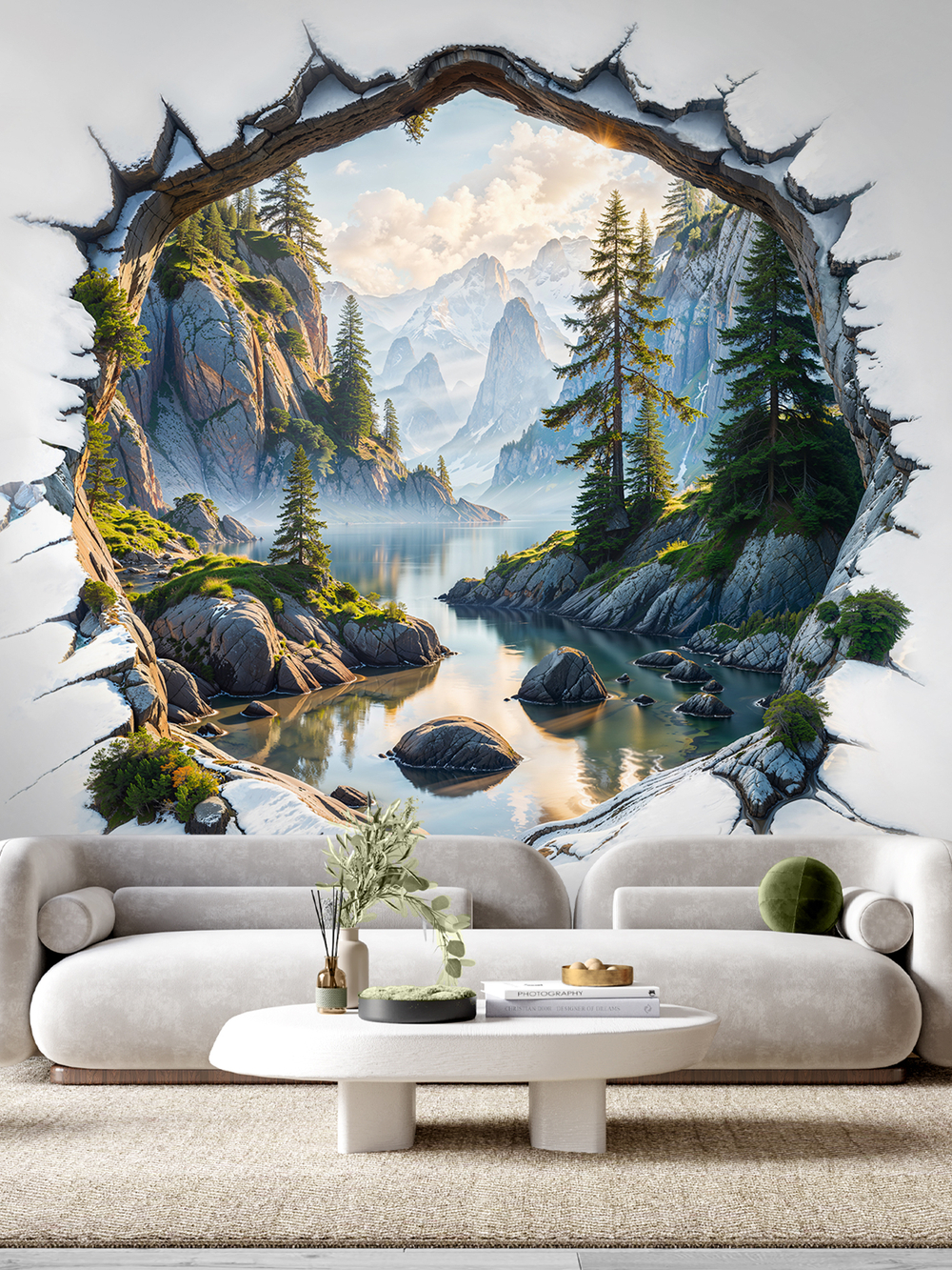 3D Фотообои горный природный пейзаж