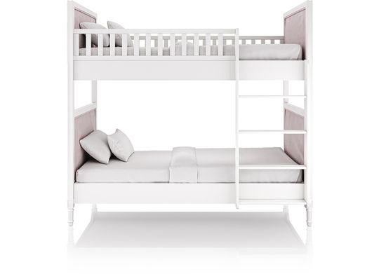 Кровать двухъярусная Elit (белый, розовая ткань)