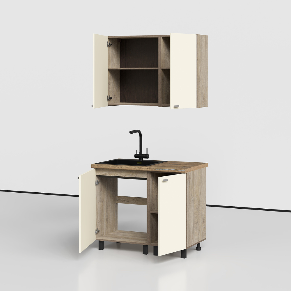 Этна-Алебастр Набор мебели для кухни (комплектация №2) 1000мм