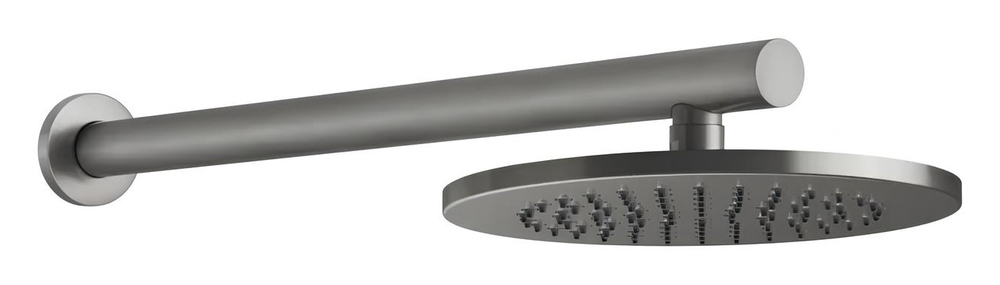 Верхний душ Gessi316, Ø219 мм, шарнирный, с настенным держателем 500 мм, цвет Steel Brushed