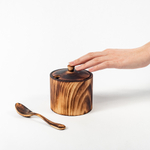 Деревянная сахарница из кедра с ложкой для меда, соли, специй