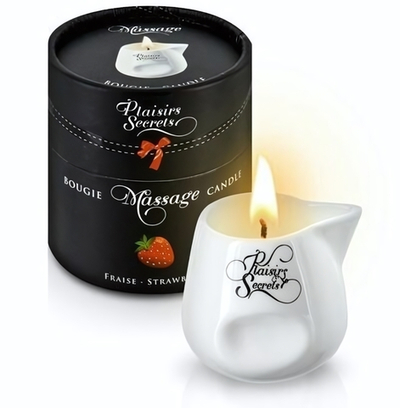 Массажная свеча с ароматом клубники Bougie de Massage Gourmande Fraise - 80 мл. (Цвет: белый)