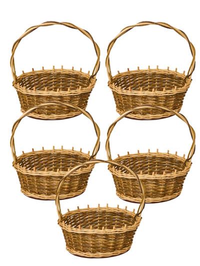 Корзинка овальная подарочная, набор 5 штук, арт. O270GR/5, 27х19х10 см, высота с ручкой 34 см