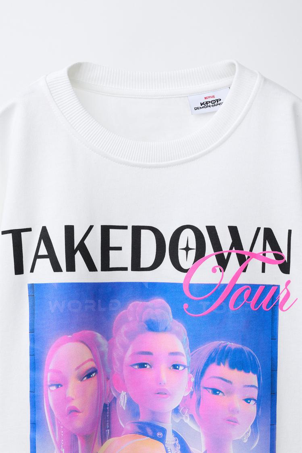ZARA ФУТБОЛКА KPOP DEMON HUNTERS™ NETFLIX © С ПРИНТОМ, БЕЛЫЙ