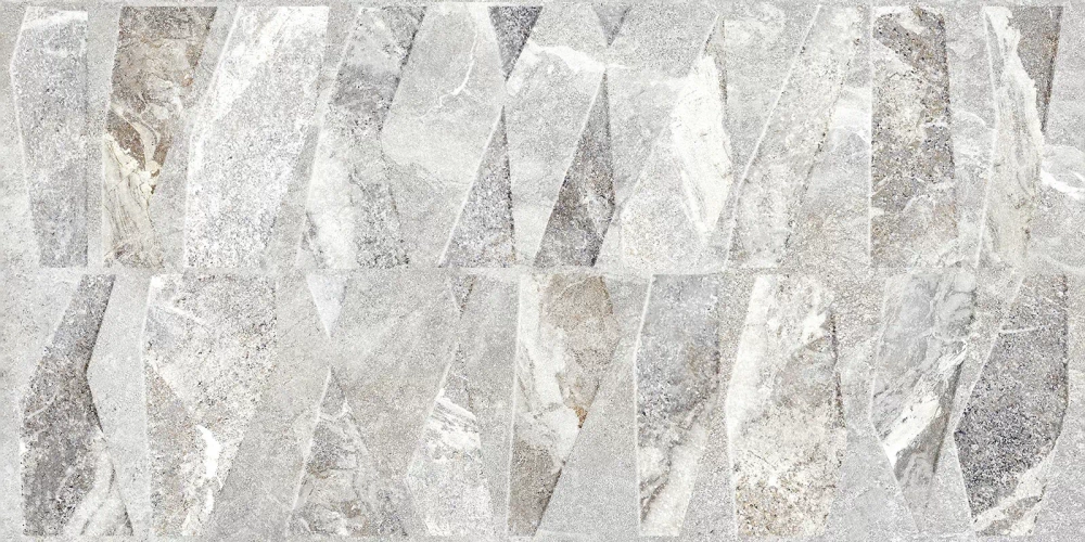 Настенная плитка Alma Ceramica TWU2550PRS27 Persey 24.9x50 серая матовая / рельефная под камень / мозаику