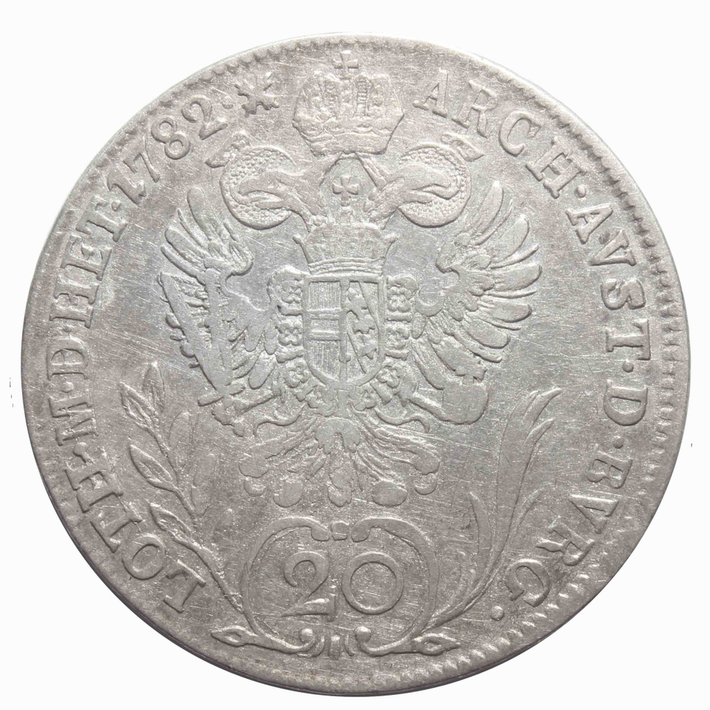 20 крейцеров. Иосиф II (С) Австрия. 1782 год. Серебро. VF
