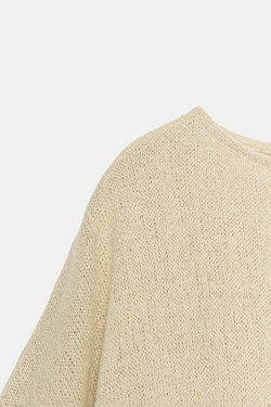 ZARA ТОП В РУСТИКАЛЬНОМ СТИЛЕ С КОРОТКИМИ РУКАВАМИ, СВЕТЛО-БЕЖЕВЫЙ