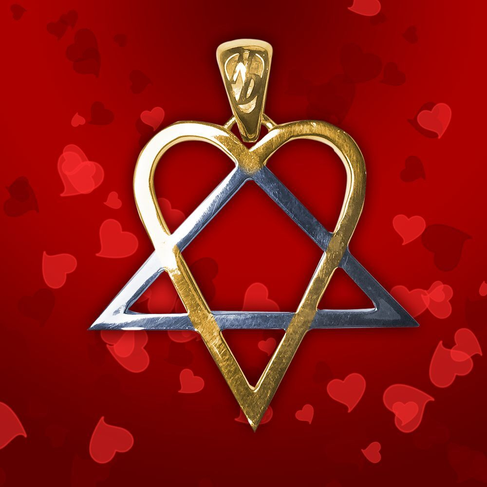 Амулет Хертаграмма Звезда Сердце Серебро позолота ЮРВ-13-зс