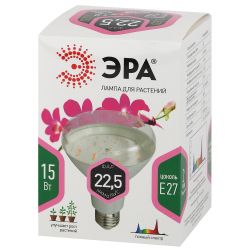 Фитолампа для растений светодиодная ЭРА FITO-15W-Ra90-E27 полного спектра 15 Вт Е27 | Фитолампы Е27