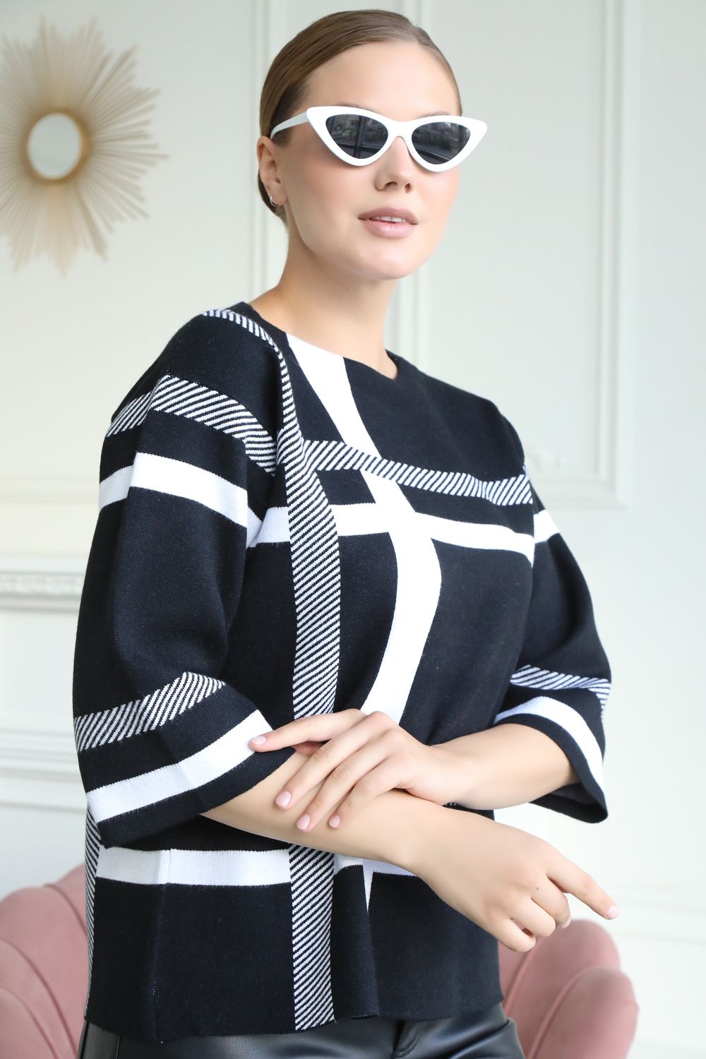 Пуловер "Турина" (черный/белый) Elza (Акция)