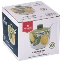 САХАРНИЦА С ЛОЖКОЙ AGNESS "ЛЕМОН ТРИ" 10*9,5 СМ 300 МЛ (КОР=36ШТ.)