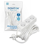 Удлинитель 3х7м без заземл. 10А IP20 2.2кВт ПВС 2х1 бел. DOMTOK 2353