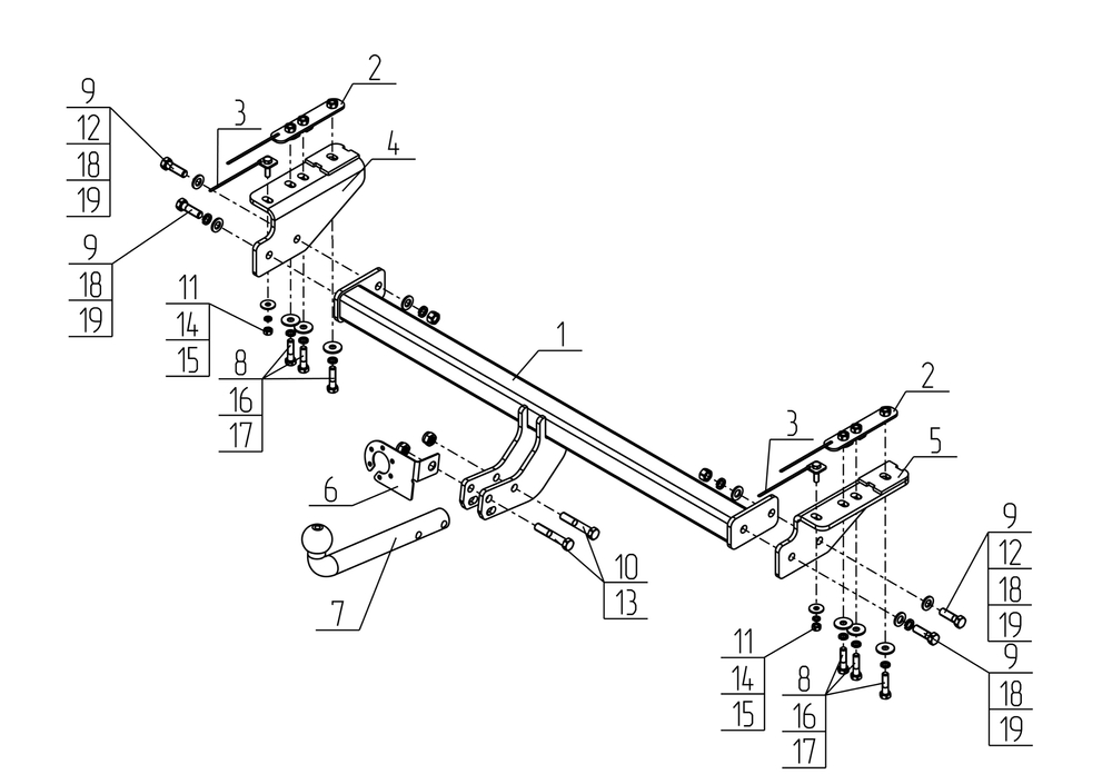 Фаркоп для Geely Emgrand 2023- Тип шара: A. Нагрузки: 750/75 кг, GL 06