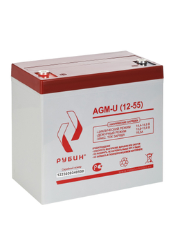 Аккумулятор РУБИН 12V 55Ah AGM