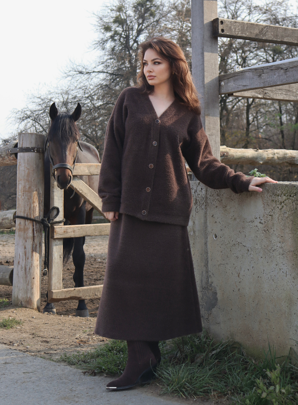 Юбка прямая на резинке Зима миди