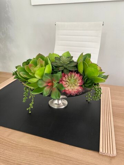 Микс суккулентов в вазоне-лодка (металл), в-23 см, дл-43 см, гл-27 см