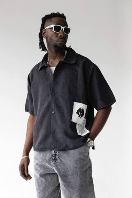 Рубашка оверсайз с нашивками