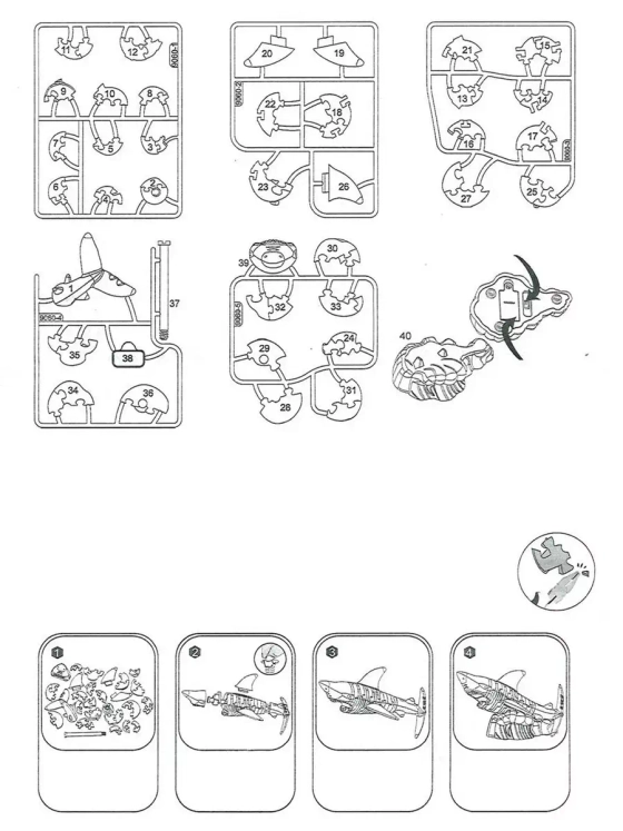 Пазл 3D кристаллический Акула, 40 деталей, свет