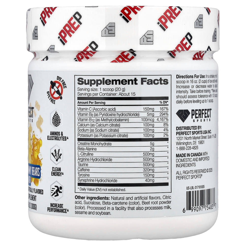 PERFECT Sports, iPrep, Advanced Pre-Workout, апельсиновые мармеладки, 300 г (10,6 унции)