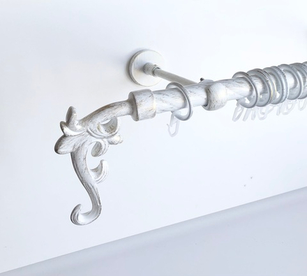 Карниз кованый витой для штор "Лиана" d20 мм однорядный, цвет белое золото