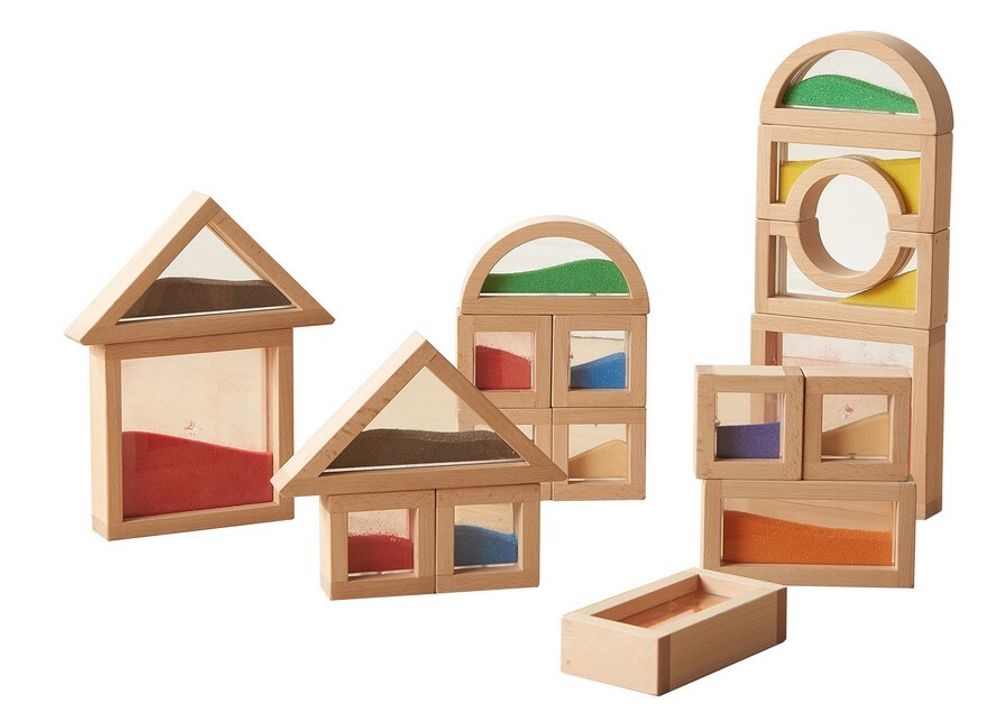 Деревянные сенсорные песочные блоки (18 штук)