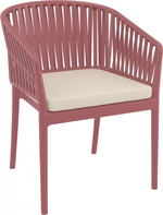 Кресло пластиковое с подушками Siesta Contract Portofino, марсала, бежевый